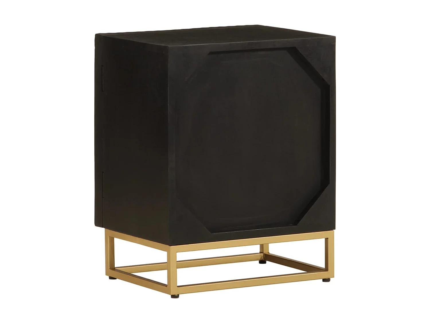 Table de chevet noir 40x30x50 bois massif manguier et fer