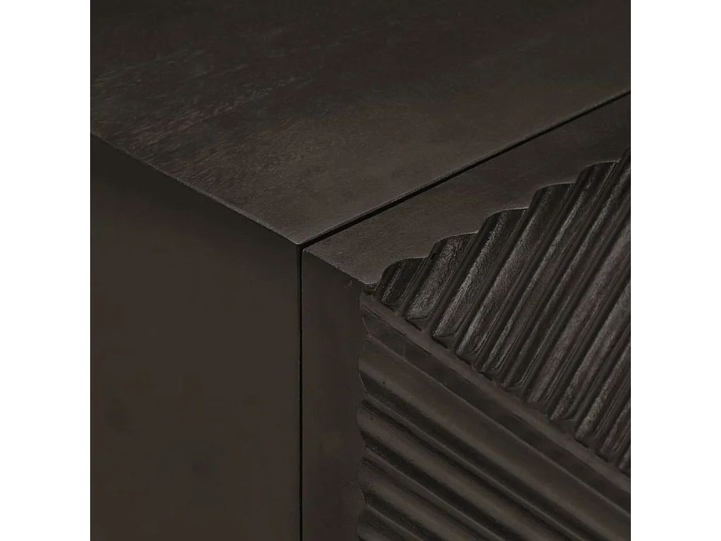 Table de chevet noir 40x30x50 bois massif manguier et fer