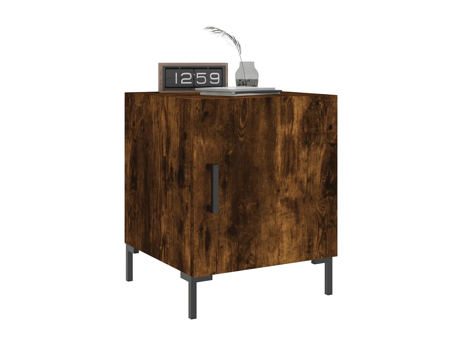 Table de chevet chêne fumé 40x40x50 bois d'ingénierie