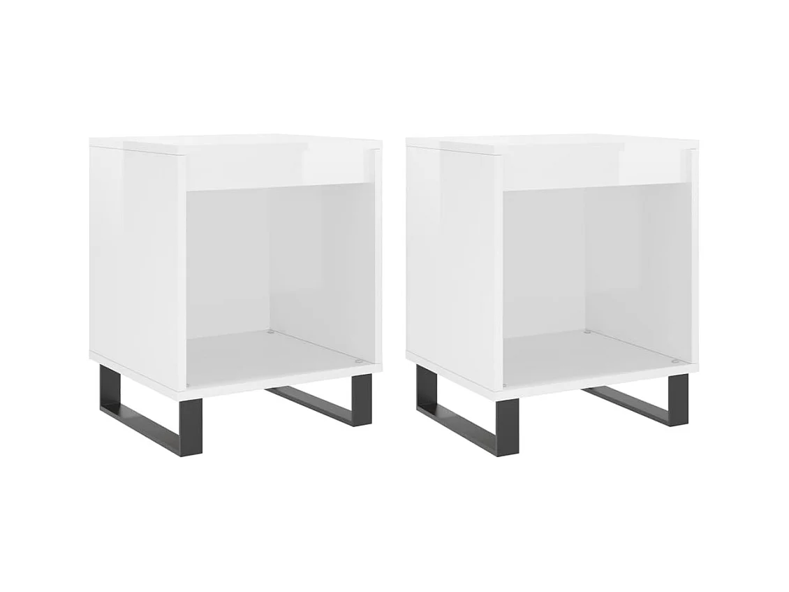 Tables de chevet 2 pcs blanc brillant 40x35x50