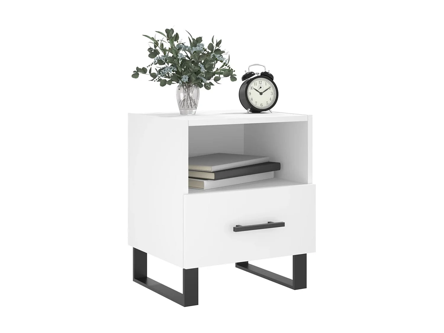 Table de chevet blanc 40x35x47,5 bois d’ingénierie