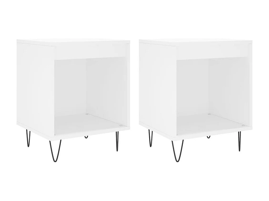 Tables de chevet 2 pcs blanc 40x35x50 bois d’ingénierie