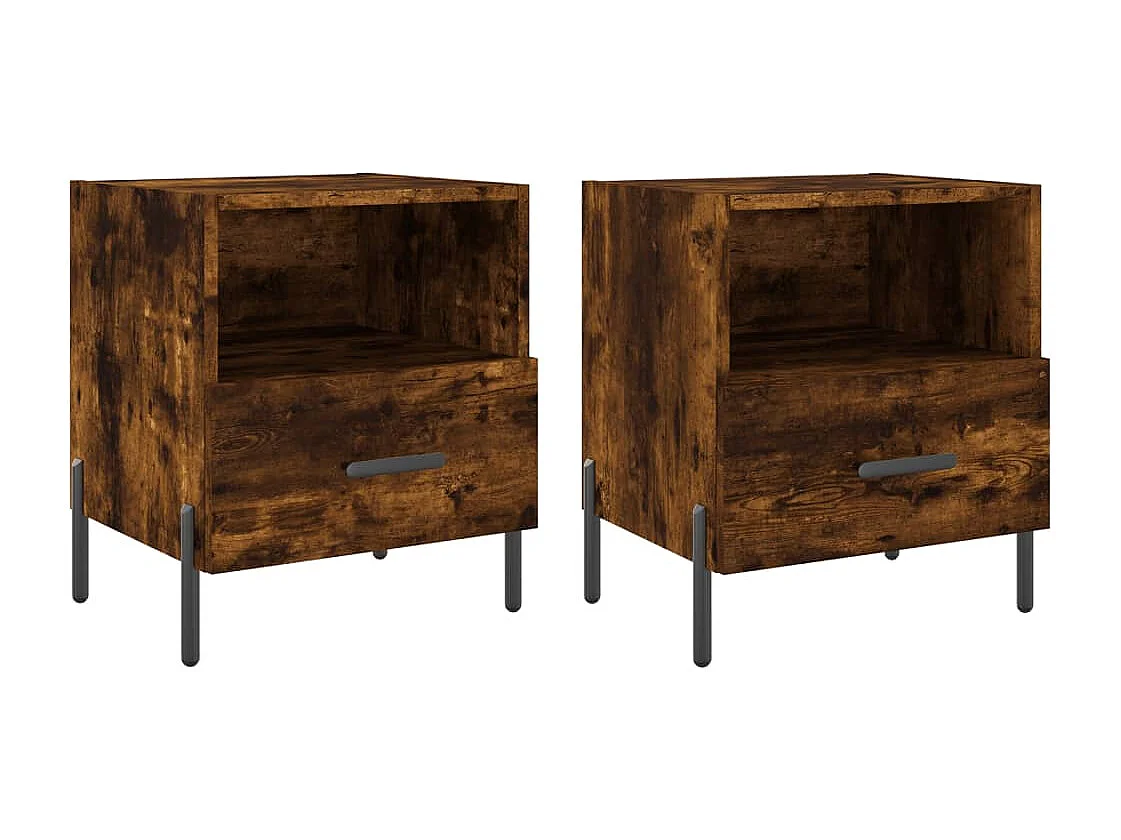 Tables de chevet 2pcs chêne fumé 40x35x47,5 bois d’ingénierie