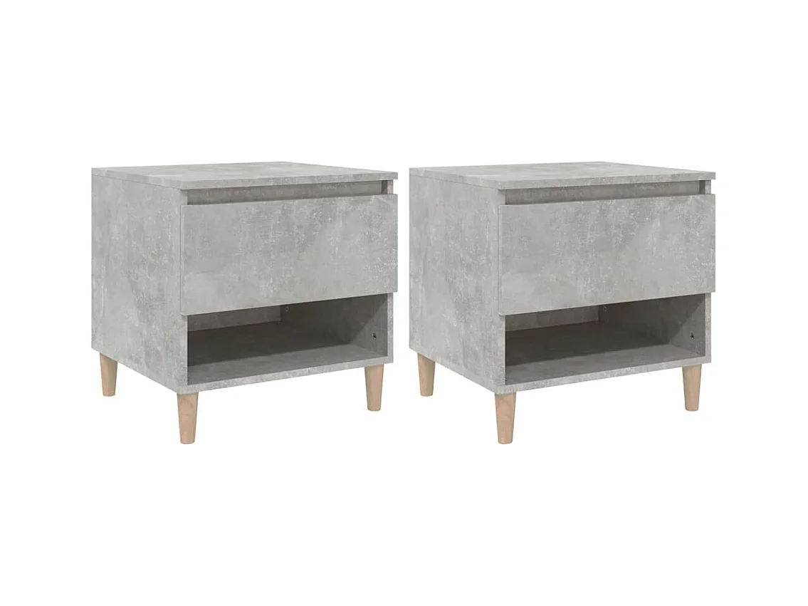 Tables de chevet 2 pcs Gris béton 50x46x50 Bois d’ingénierie