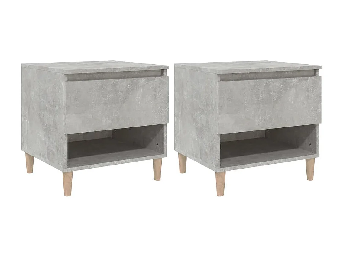 Tables de chevet 2 pcs Gris béton 50x46x50 Bois d’ingénierie