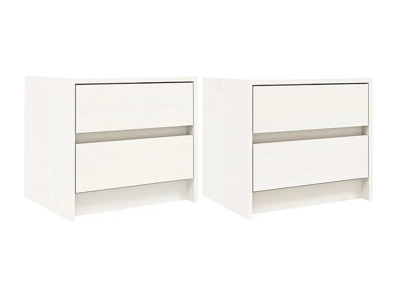 Tables de chevet 2 pcs blanc 40x31x35,5 bois de pin massif
