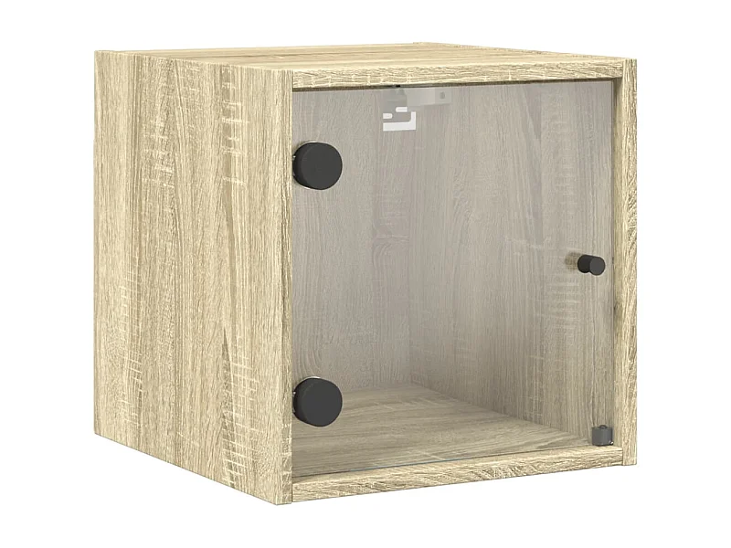 Table de chevet avec porte en verre chêne sonoma 35x37x35