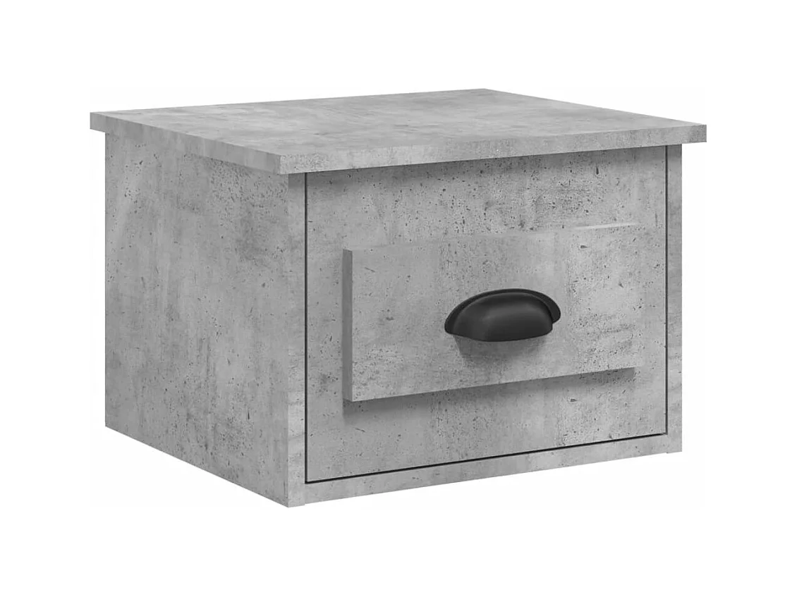 Table de chevet murale gris béton 50x36x40