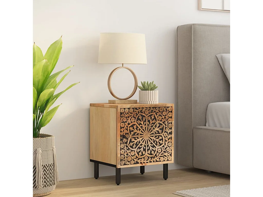 Table de chevet 40x33x46 Bois de manguier solide