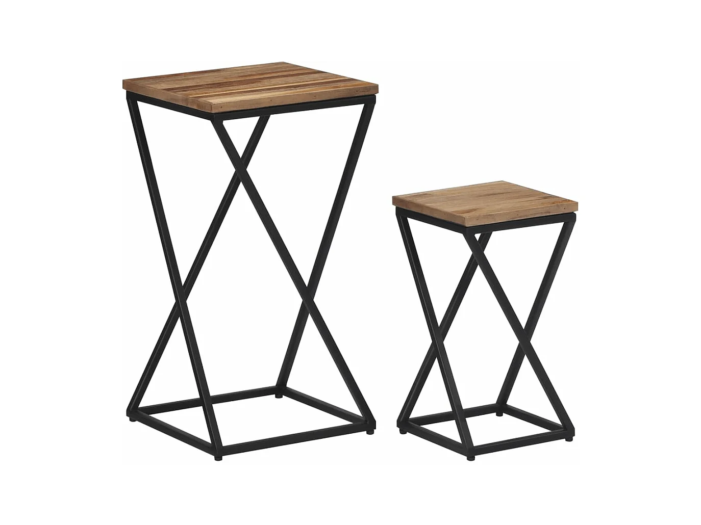 Tables d'appoint 2 pcs teck de récupération massif