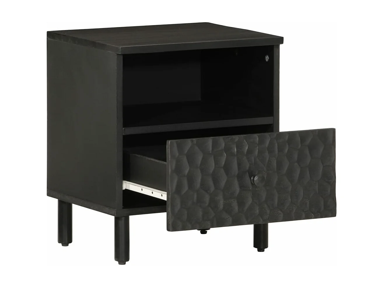 Tables de chevet 2 pcs noir 40x33x46 bois de manguier solide