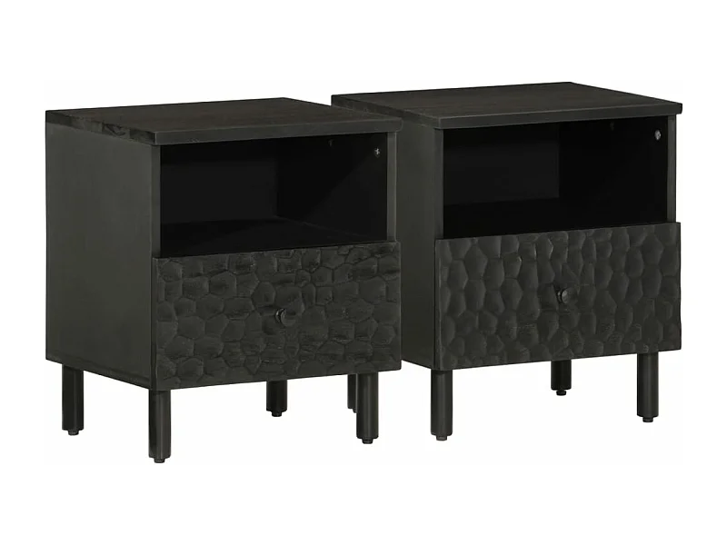 Tables de chevet 2 pcs noir 40x33x46 bois de manguier solide