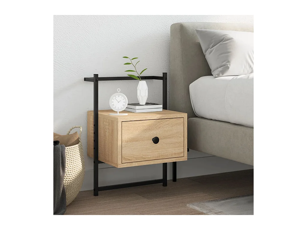 Table de chevet murale chêne sonoma 35x30x51