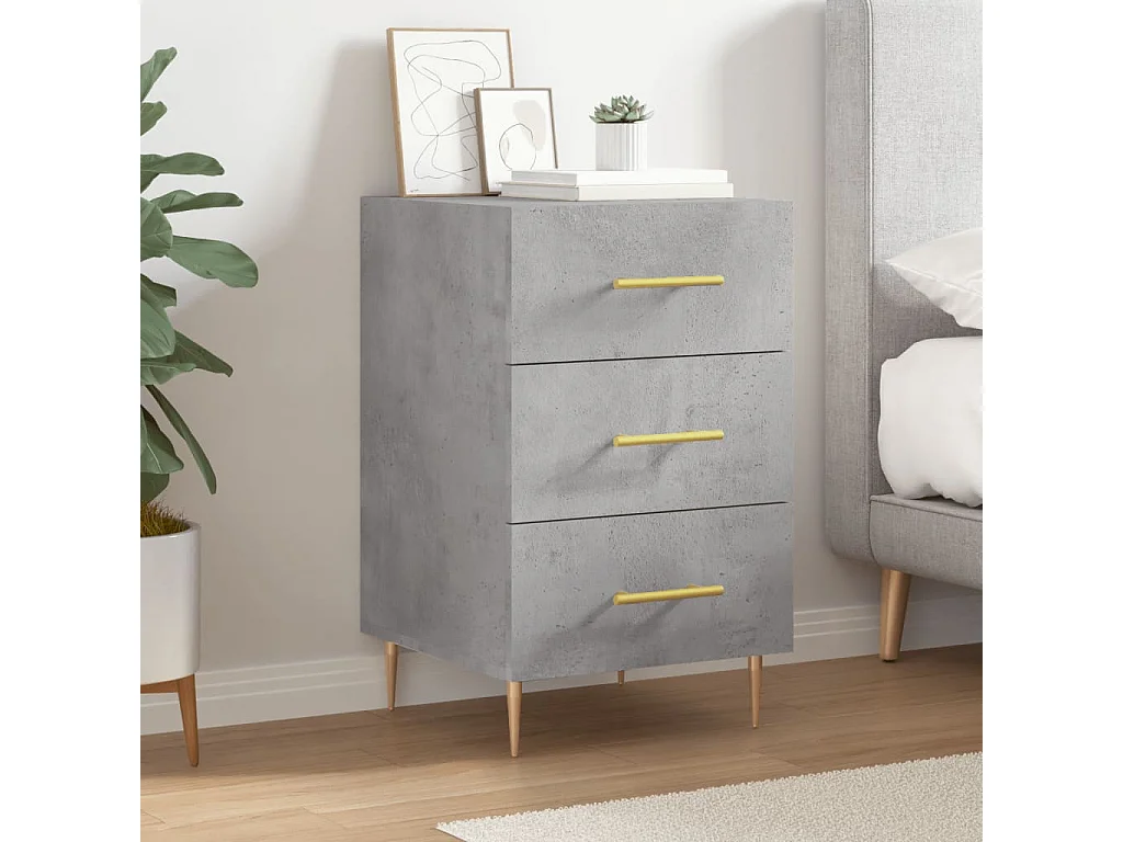 Table de chevet gris béton 40x40x66 bois d'ingénierie