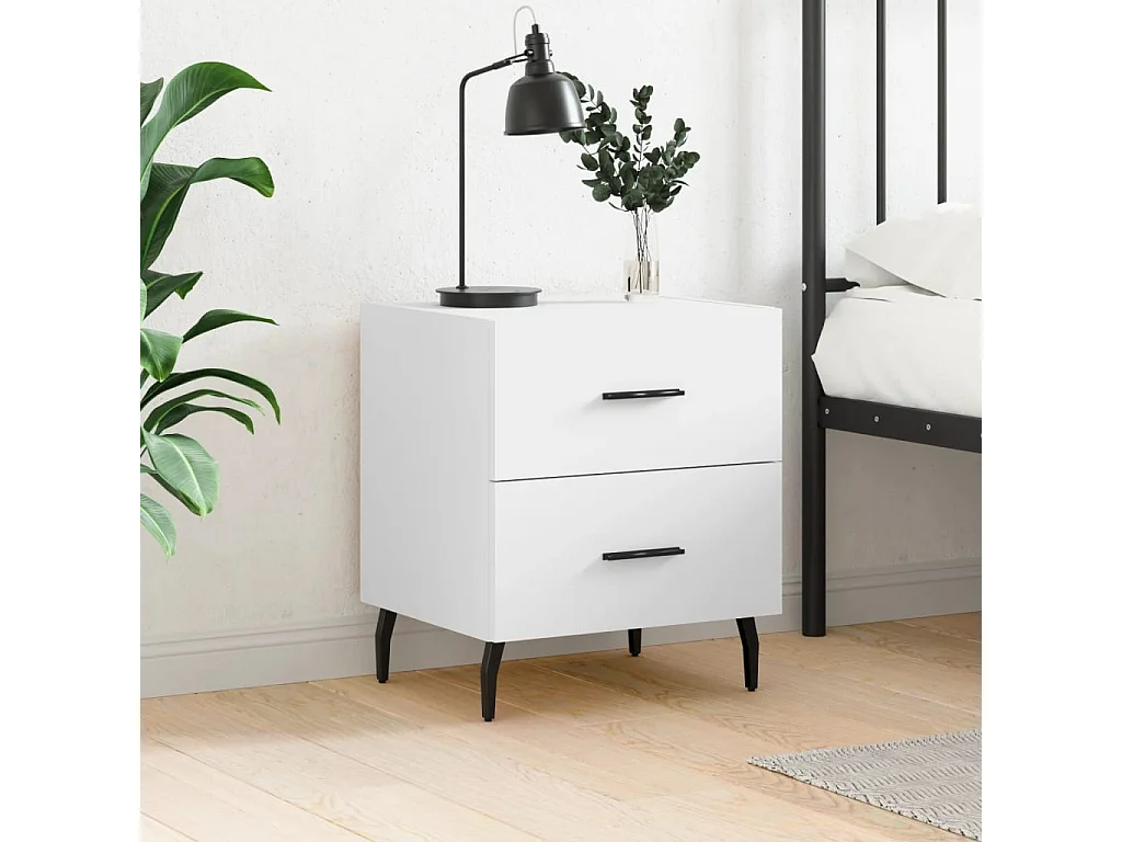 Table de chevet blanc 40x35x47,5 bois d’ingénierie