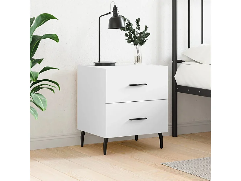 Table de chevet blanc 40x35x47,5 bois d’ingénierie