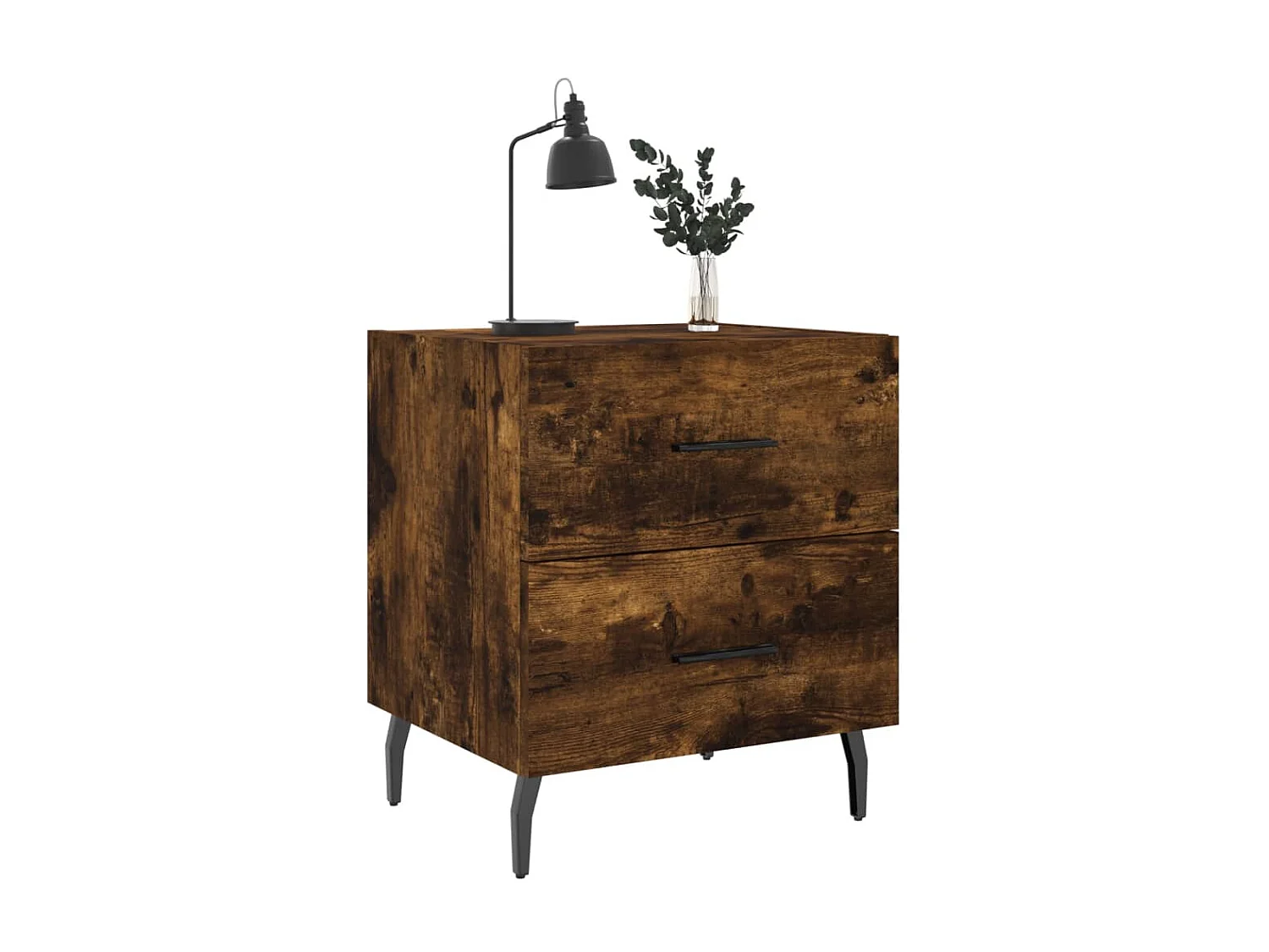 Table de chevet chêne fumé 40x35x47,5 bois d’ingénierie