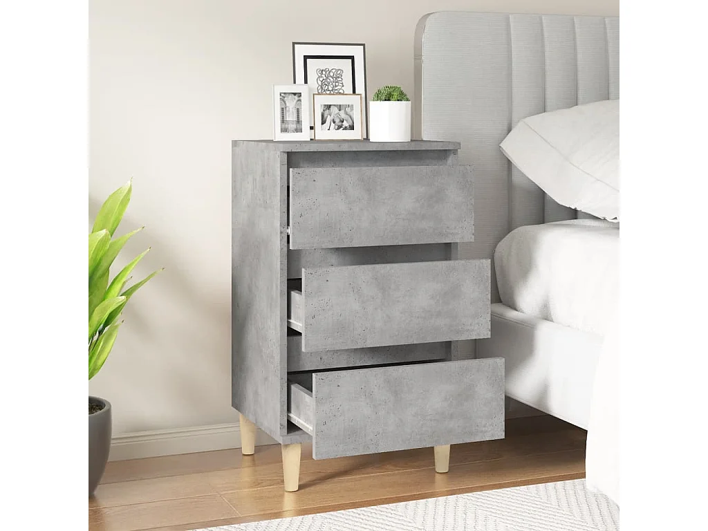 Table de chevet gris béton 40x35x70 bois d'ingénierie