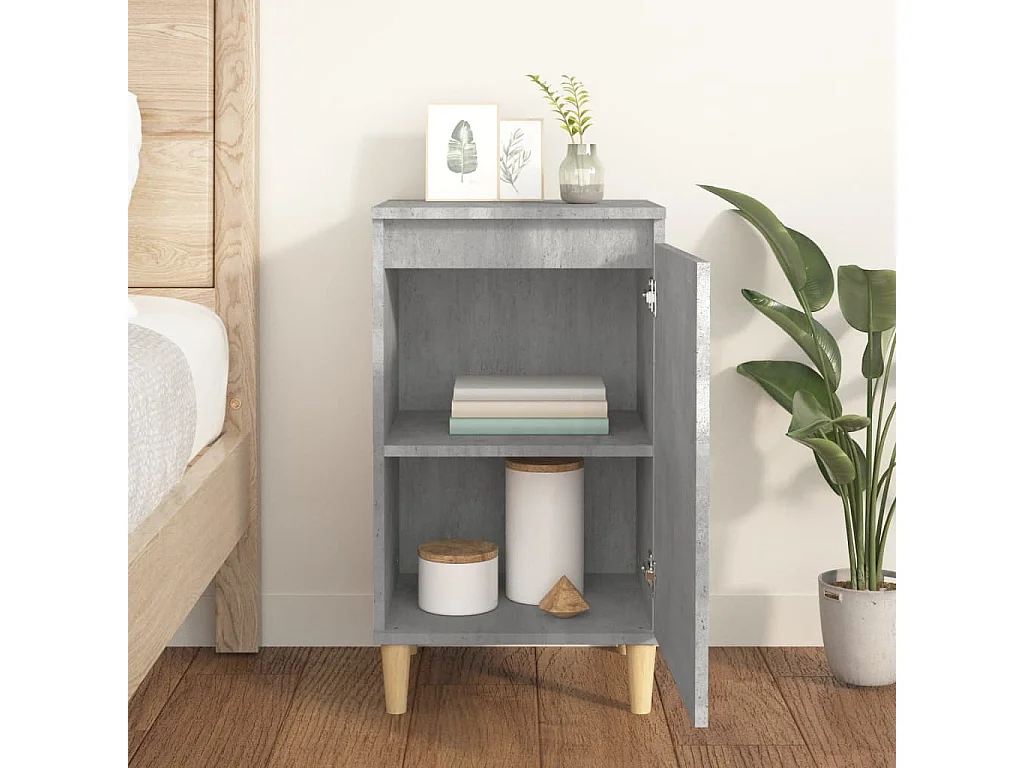 Table de chevet gris béton 40x35x70 bois d'ingénierie