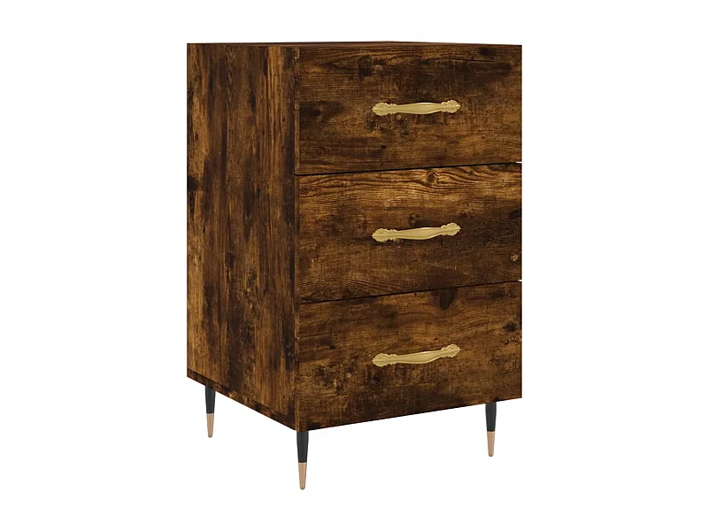 Table de chevet chêne fumé 40x40x66 bois d'ingénierie