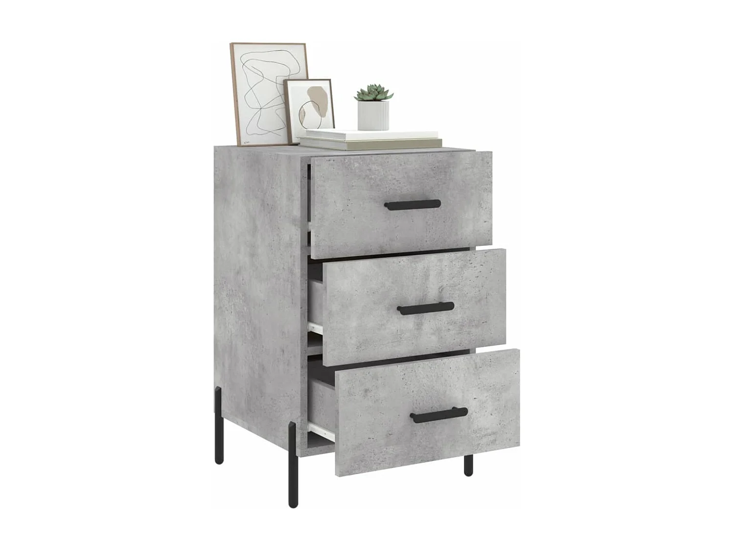 Table de chevet gris béton 40x40x66 bois d'ingénierie