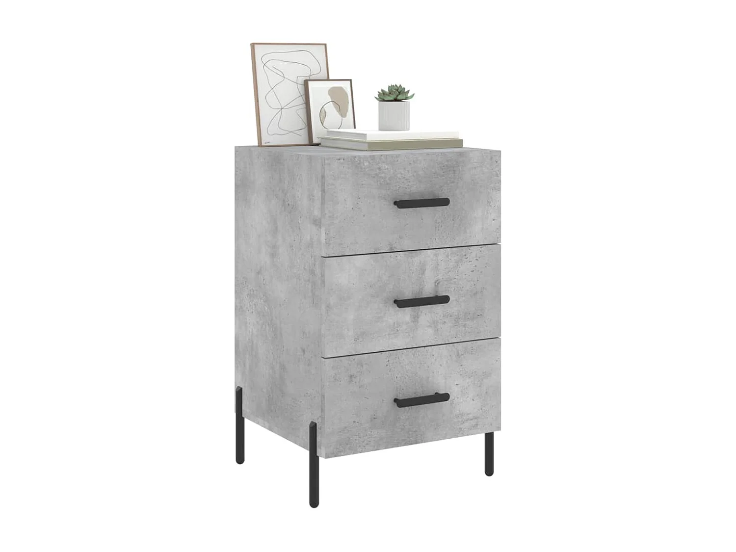 Table de chevet gris béton 40x40x66 bois d'ingénierie