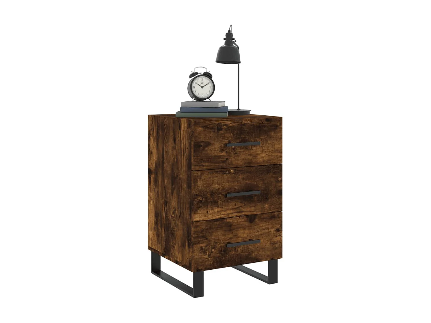 Table de chevet chêne fumé 40x40x66 bois d'ingénierie