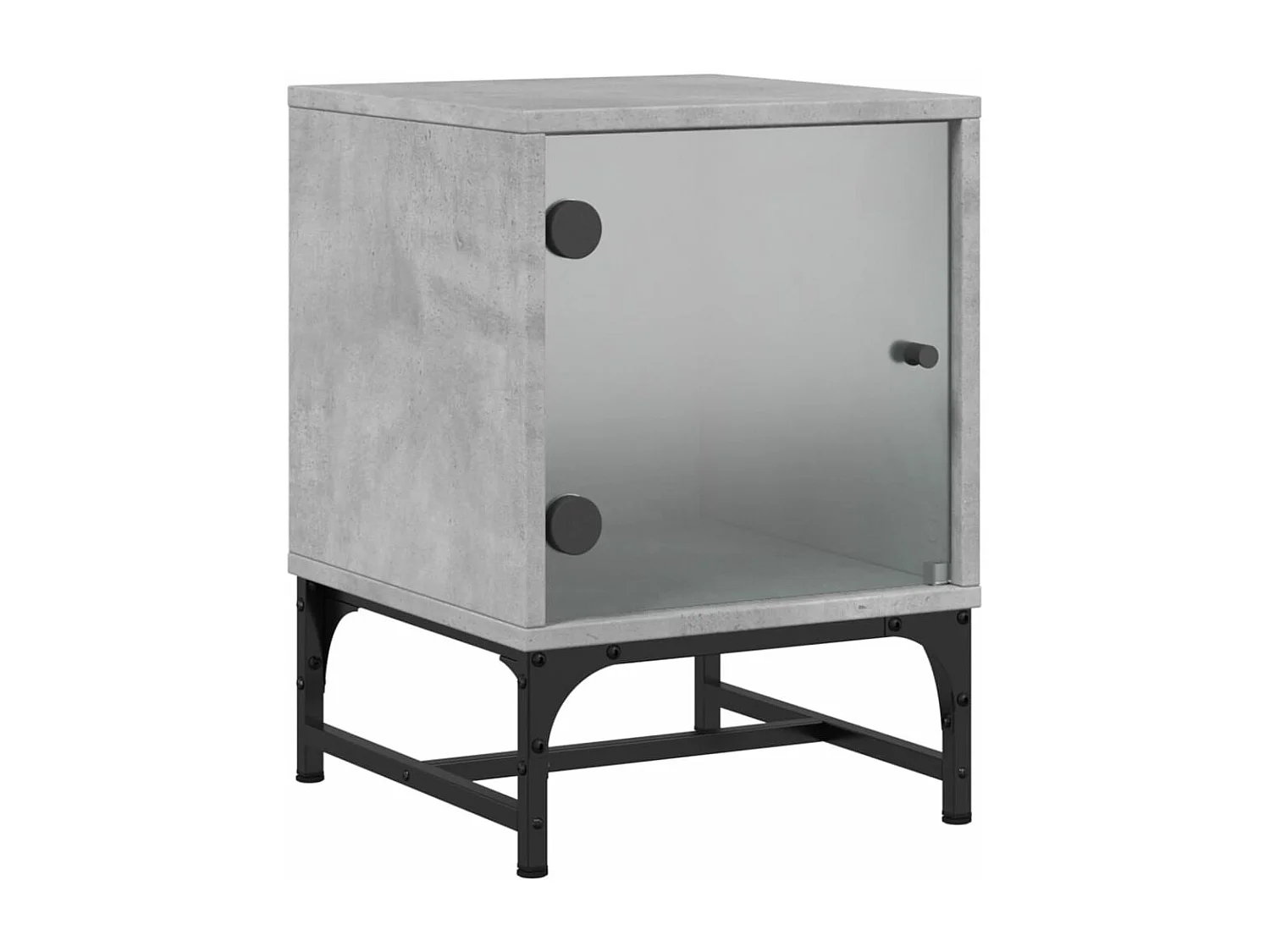 Tables de chevet et portes vitrées 2 pcs gris béton 35x37x50