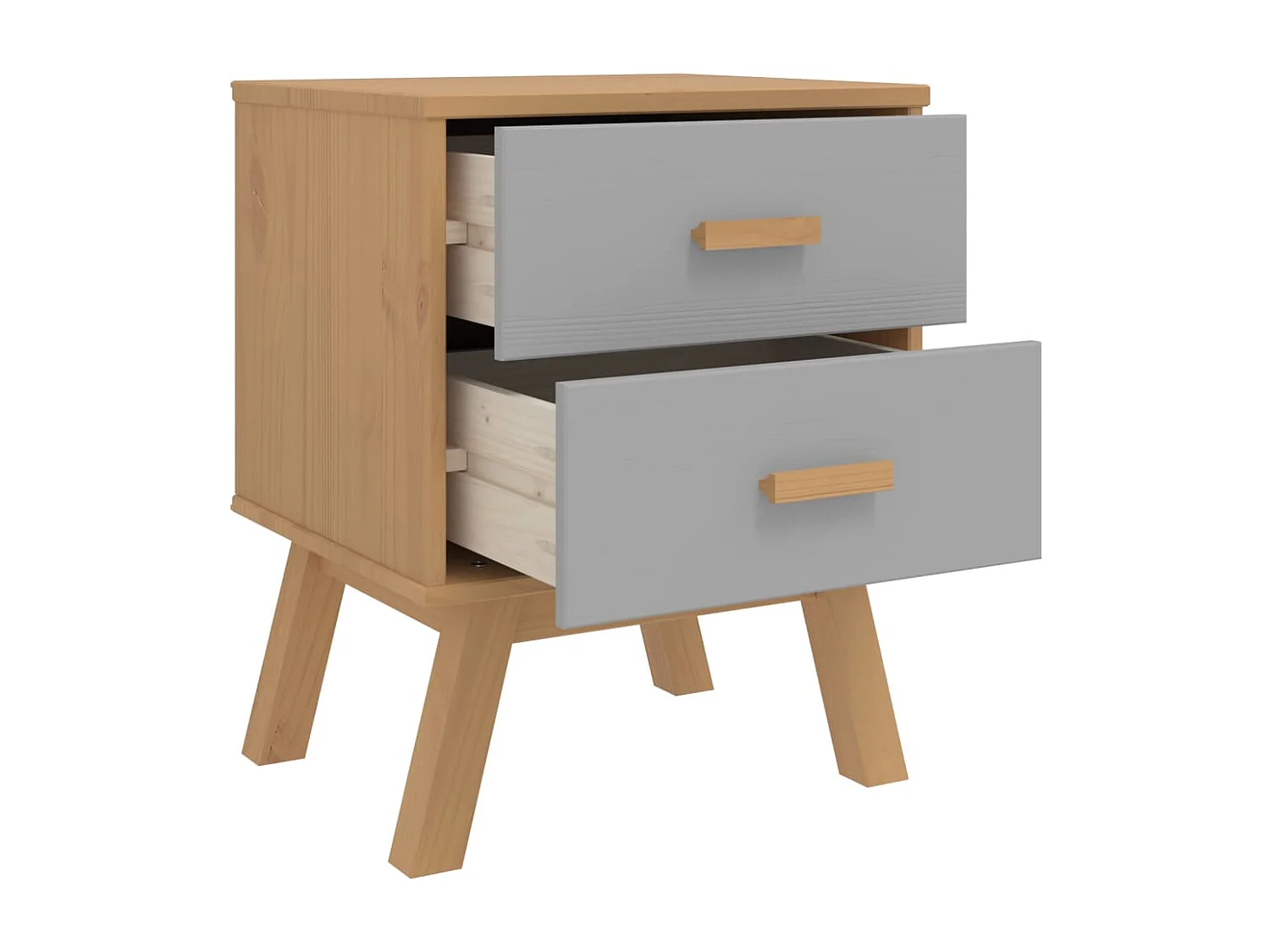 Table de chevet OLDEN gris et marron bois de pin solide