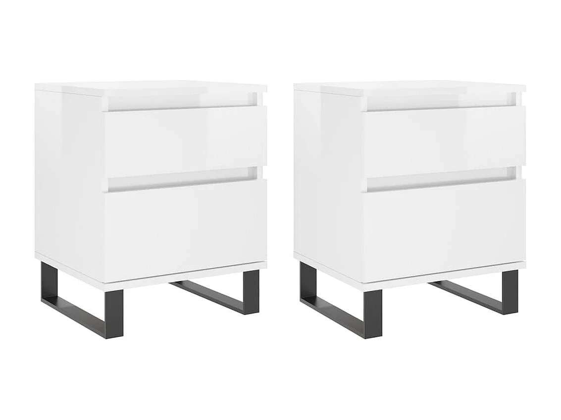 Tables de chevet 2 pcs blanc brillant 40x35x50