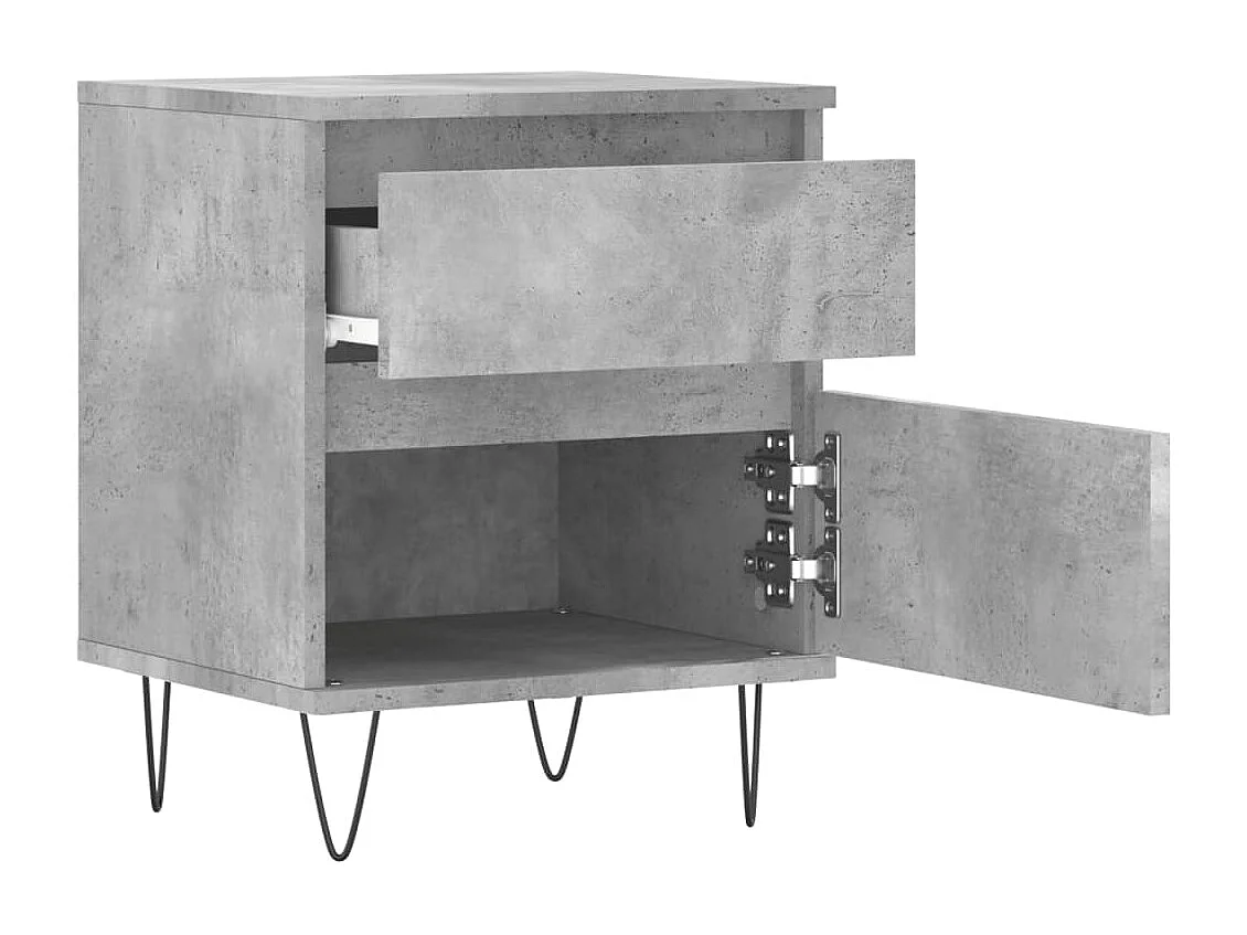 Table de chevet gris béton 40x35x50 bois d’ingénierie