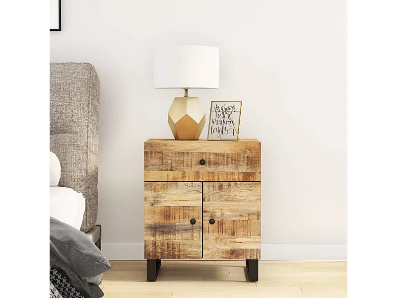 Table de chevet 50x33x60 Bois de manguier et d'ingénierie