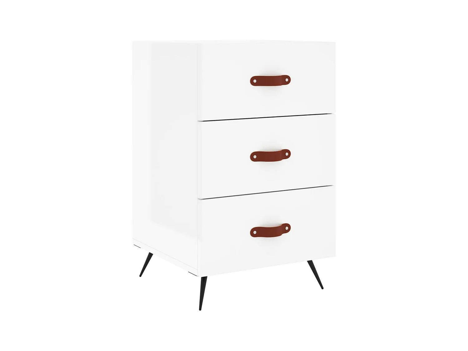 Table de chevet blanc brillant 40x40x66 bois d'ingénierie