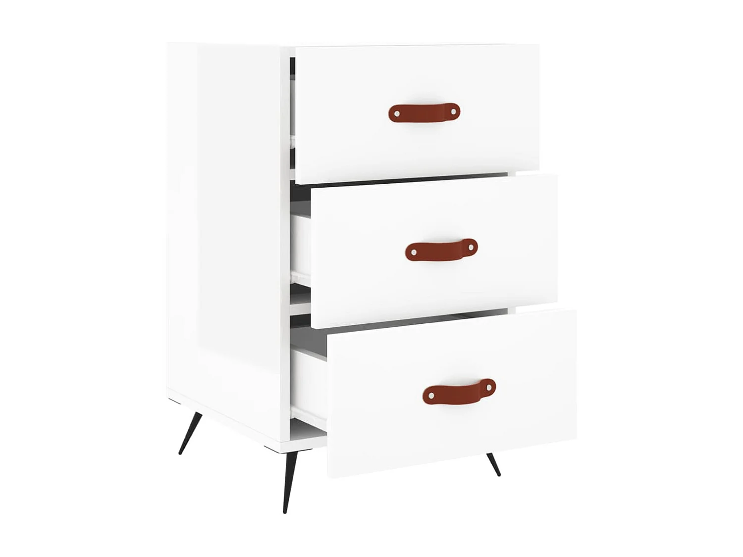 Table de chevet blanc brillant 40x40x66 bois d'ingénierie