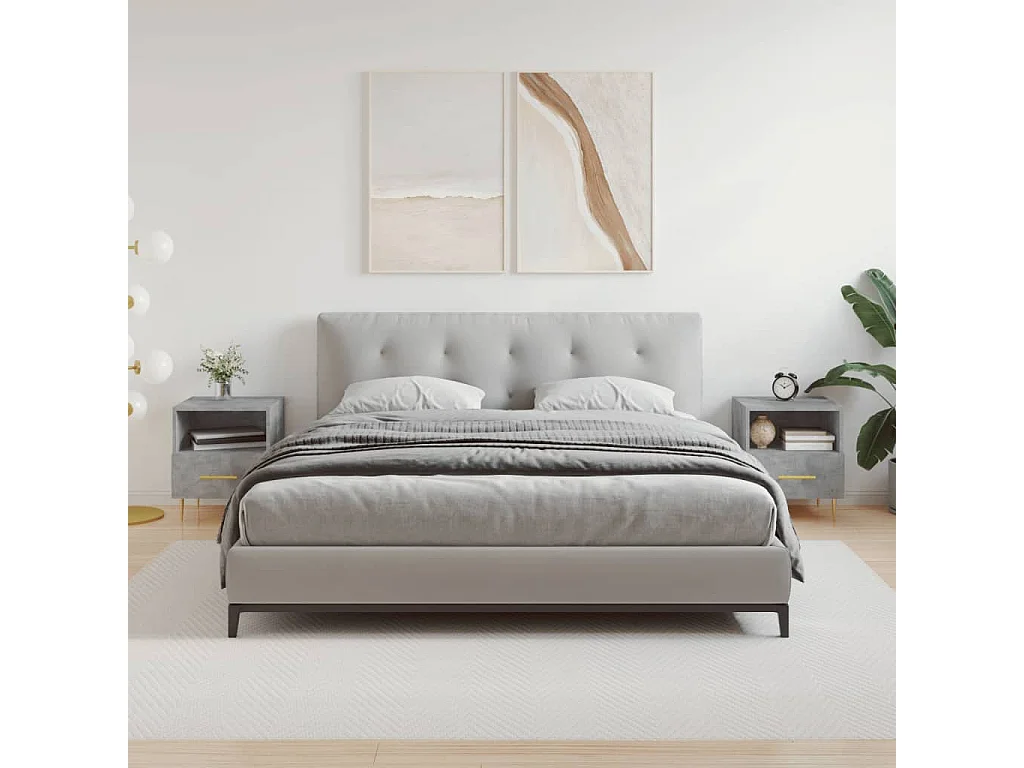 Tables de chevet 2pcs gris béton 40x35x47,5 bois d’ingénierie