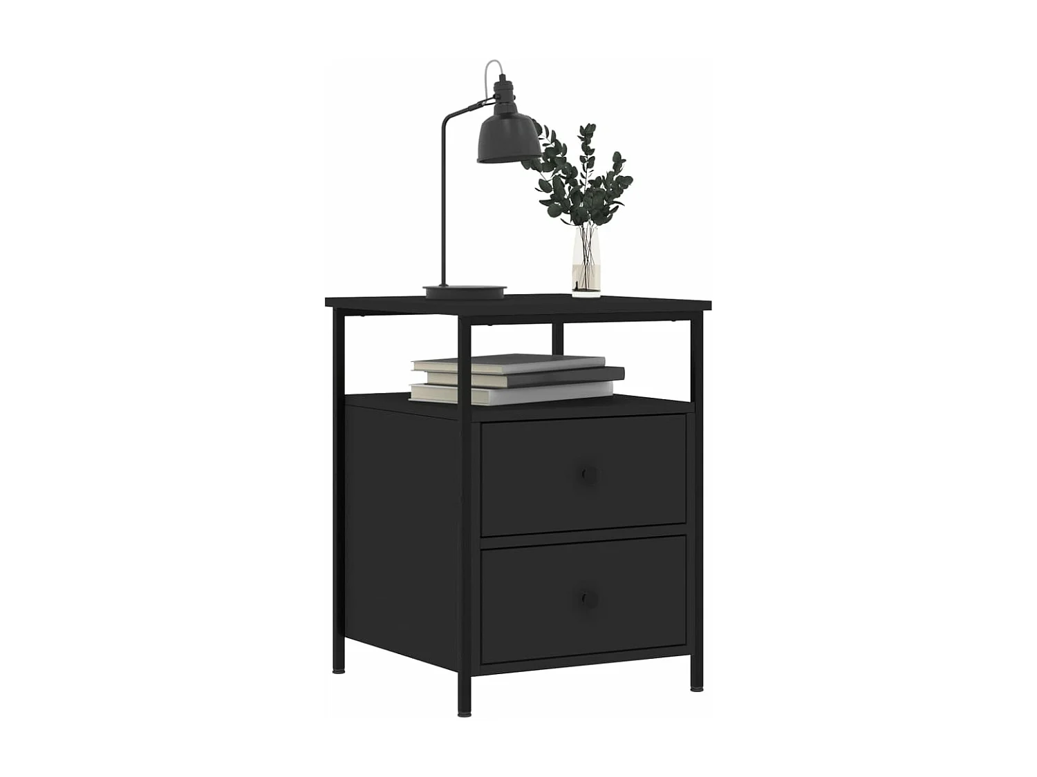 Table de chevet noir 44x45x60 bois d’ingénierie