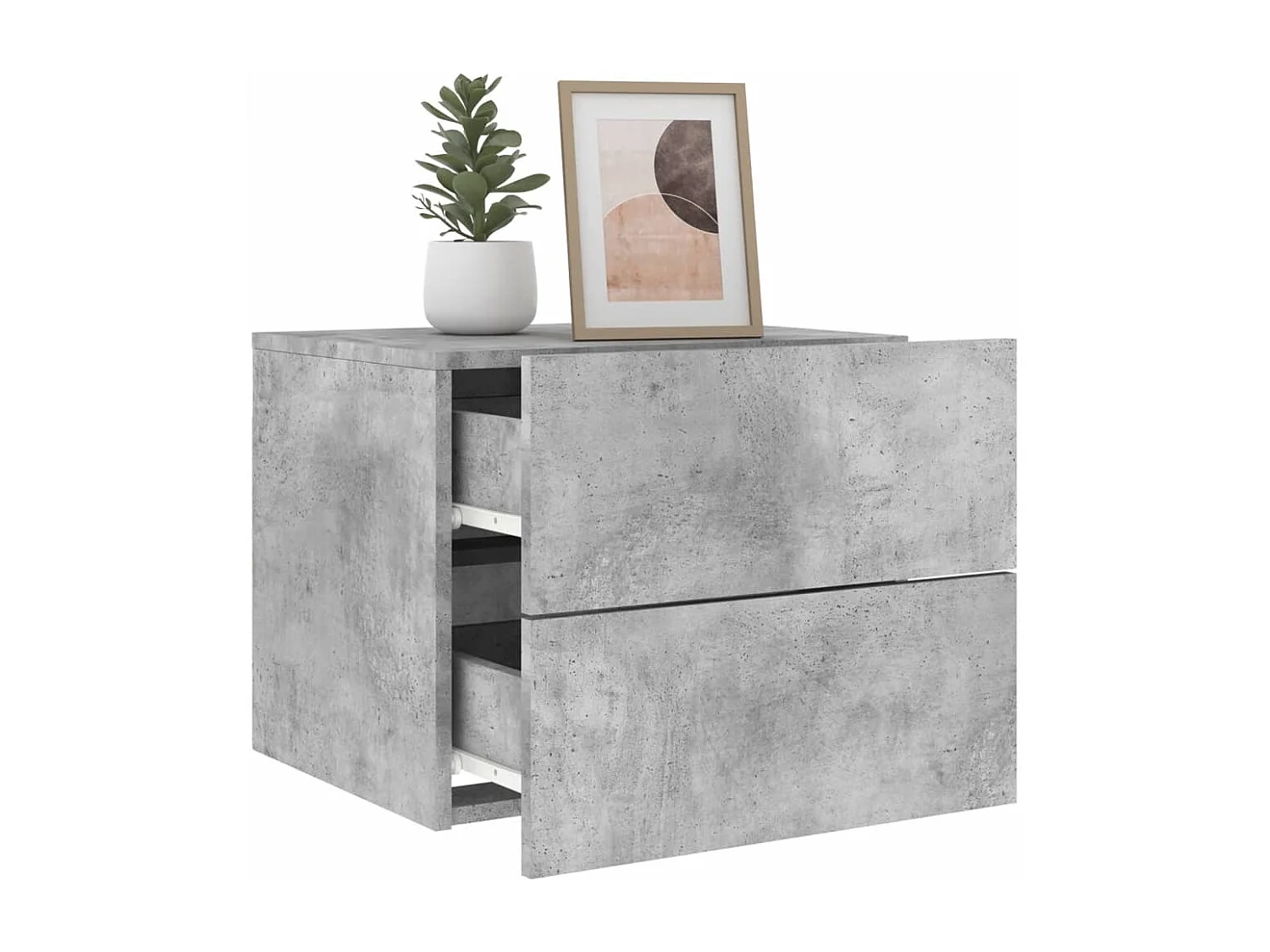 Tables de chevet murales avec lumières LED 2 pcs gris béton