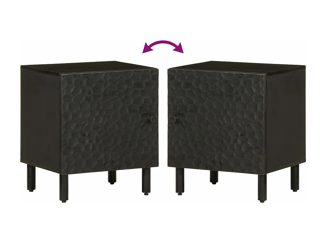 Table de chevet noir 40x33x46 bois de manguier solide