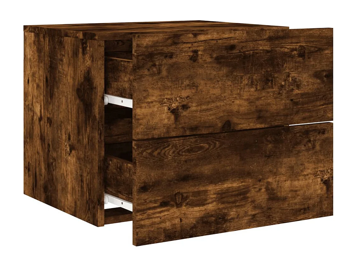 Table de chevet murale avec lumières LED chêne fumé