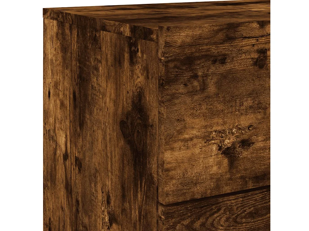 Table de chevet murale avec lumières LED chêne fumé