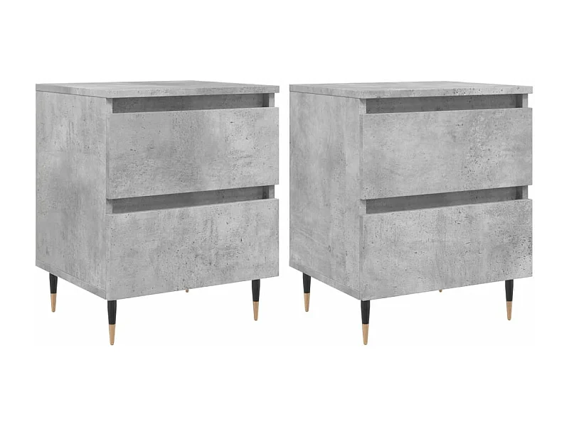 Tables de chevet 2 pcs gris béton 40x35x50 bois d’ingénierie