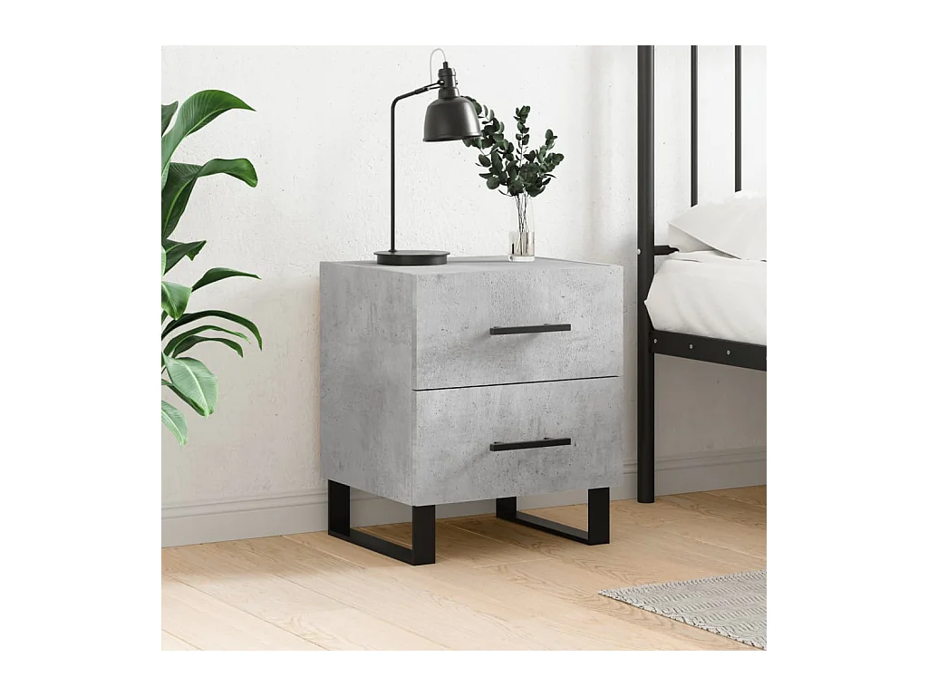 Table de chevet gris béton 40x35x47,5 bois d’ingénierie