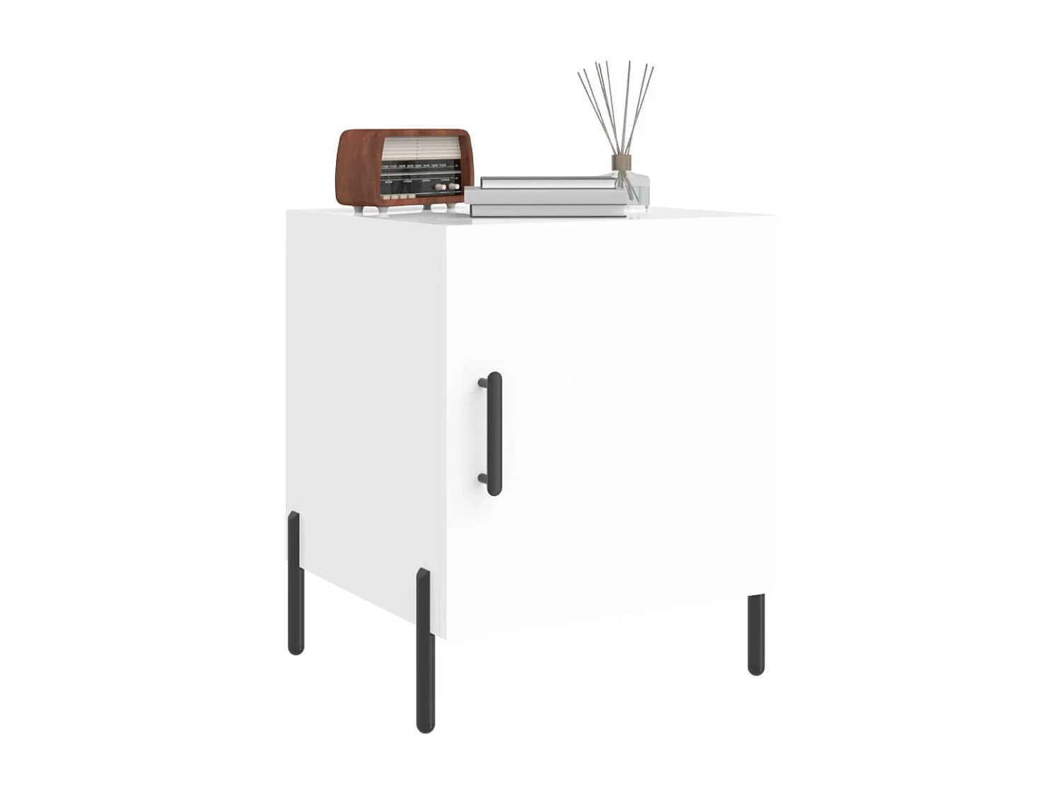 Table de chevet blanc brillant 40x40x50 bois d’ingénierie