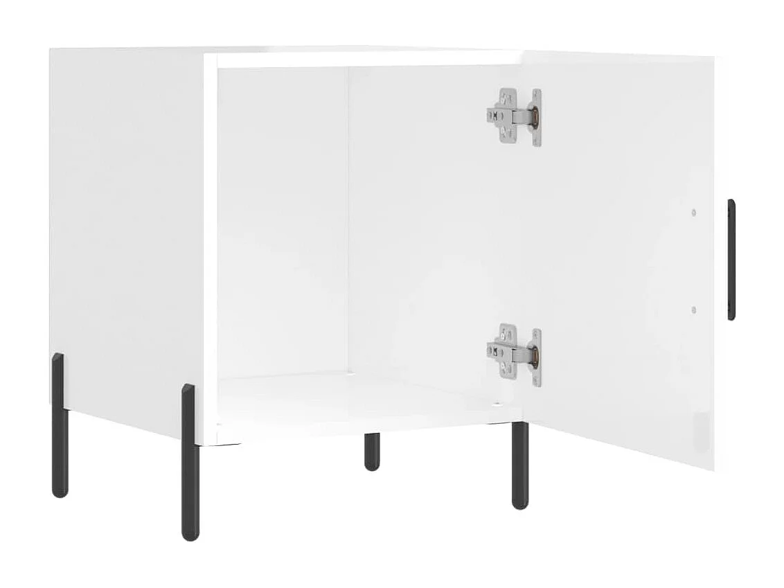 Table de chevet blanc brillant 40x40x50 bois d’ingénierie