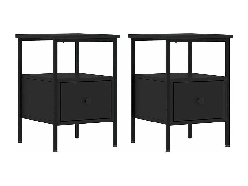 Tables de chevet 2 pcs noir 34x36x50 bois d’ingénierie