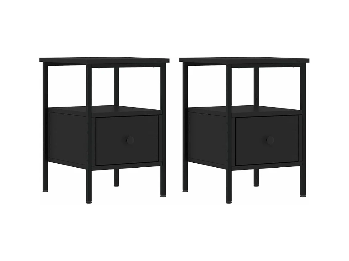Tables de chevet 2 pcs noir 34x36x50 bois d’ingénierie