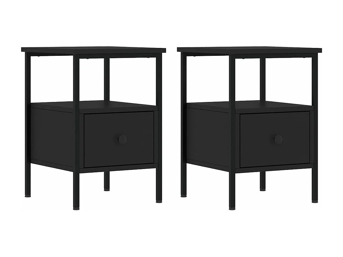 Tables de chevet 2 pcs noir 34x36x50 bois d’ingénierie