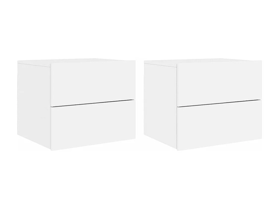 Tables de chevet murales avec lumières LED 2 pcs blanc
