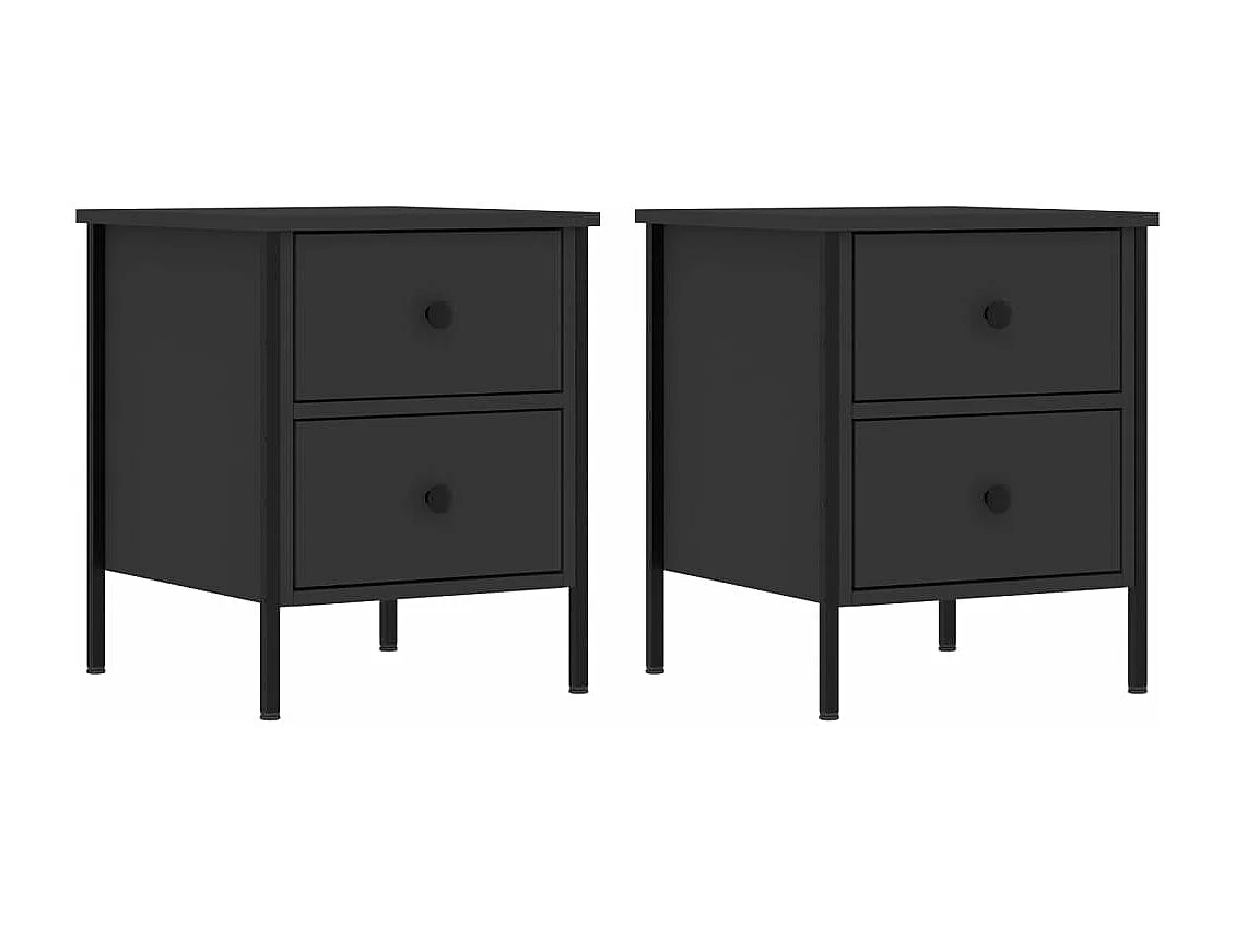 Tables de chevet 2 pcs noir 40x42x50 bois d’ingénierie
