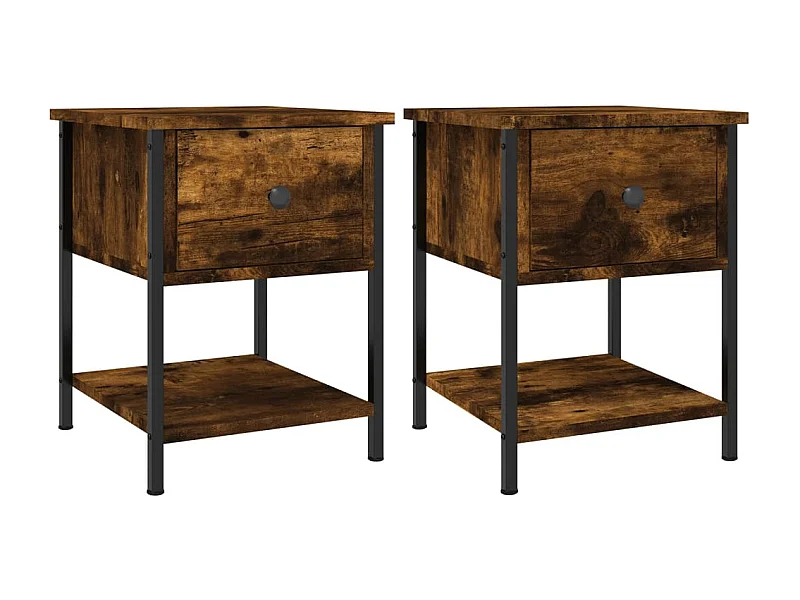 Tables de chevet 2pcs chêne fumé 34x35,5x45 bois d’ingénierie